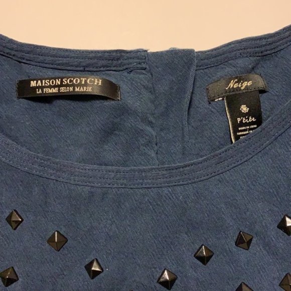 Maison Scotch “Neige” Navy Blue Tunic with Black Studs - Women’s Size Small - Picture 6 of 6